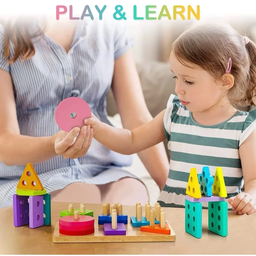 Colorful Wooden Shape Sorting Toy